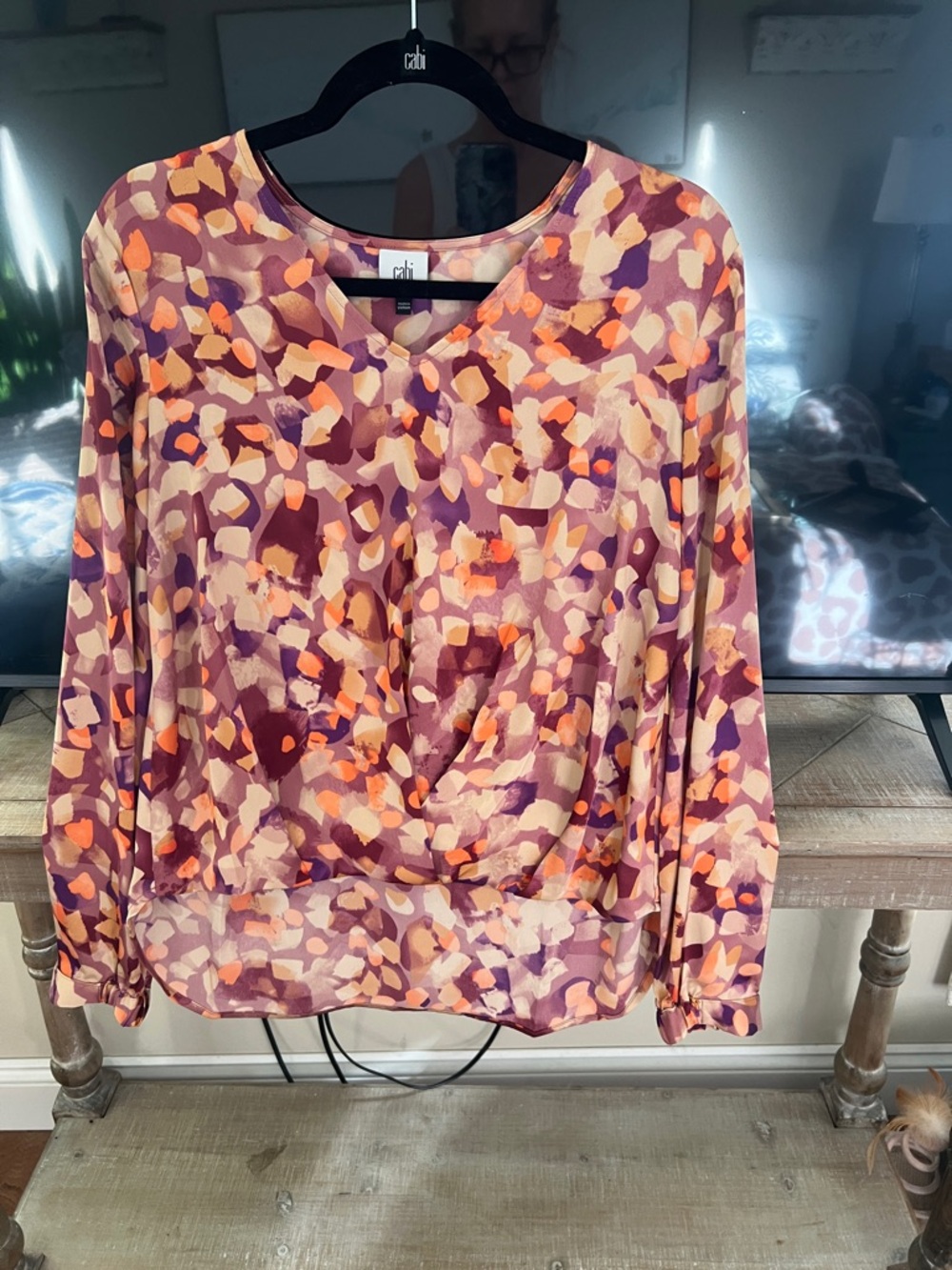 CAbi Multicolor Abstract Print Blouse — Pink, Purple, Orange